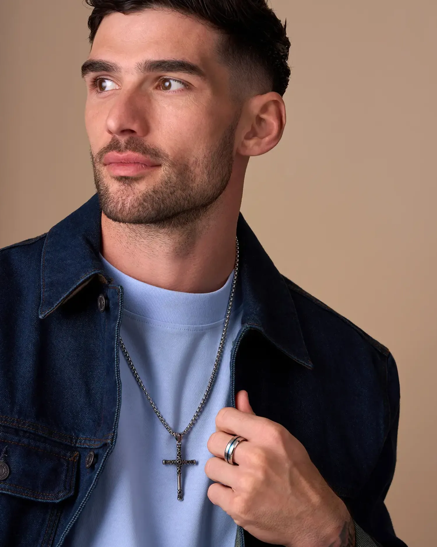 Discount Bijou Brigitte Anello da uomo - Blue Stripe