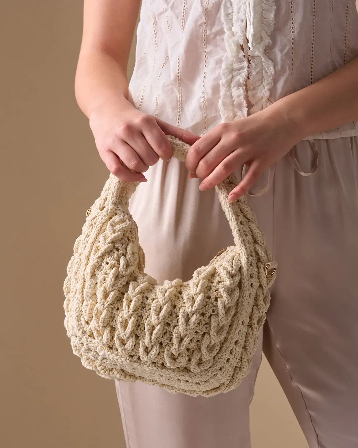Outlet Bijou Brigitte Borsetta - Ivory Crochet