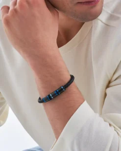 New Bijou Brigitte Braccialetto da uomo - Blue Details