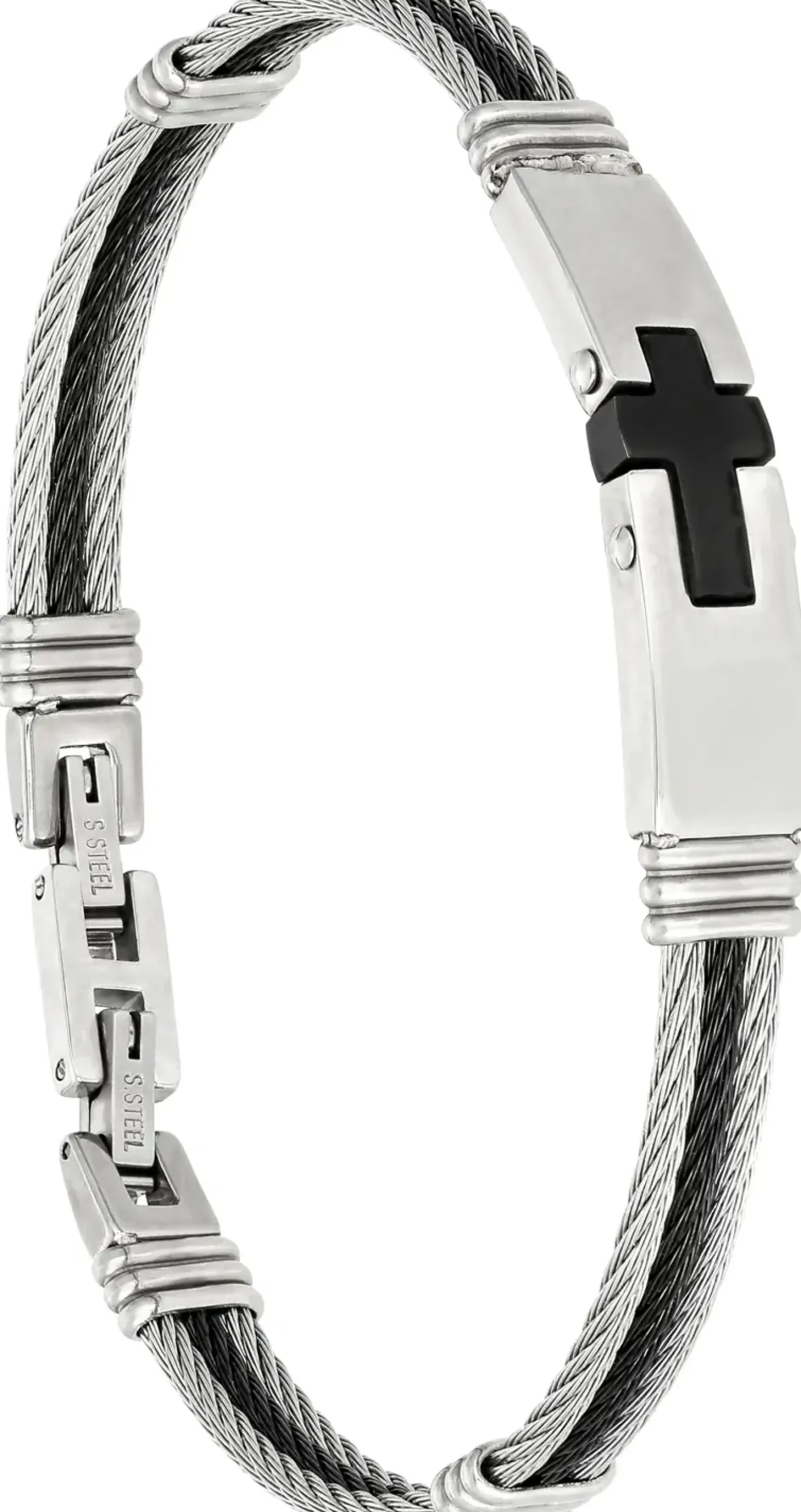 Best Bijou Brigitte Braccialetto da uomo - Steel Cross
