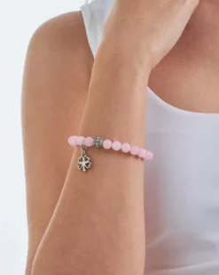 Bijou Brigitte Braccialetto - quarzo rosa / trifoglio