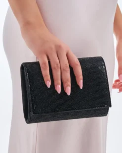 Hot Bijou Brigitte Clutch - Black Fireworks