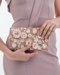 Hot Bijou Brigitte Clutch - Floral Pink