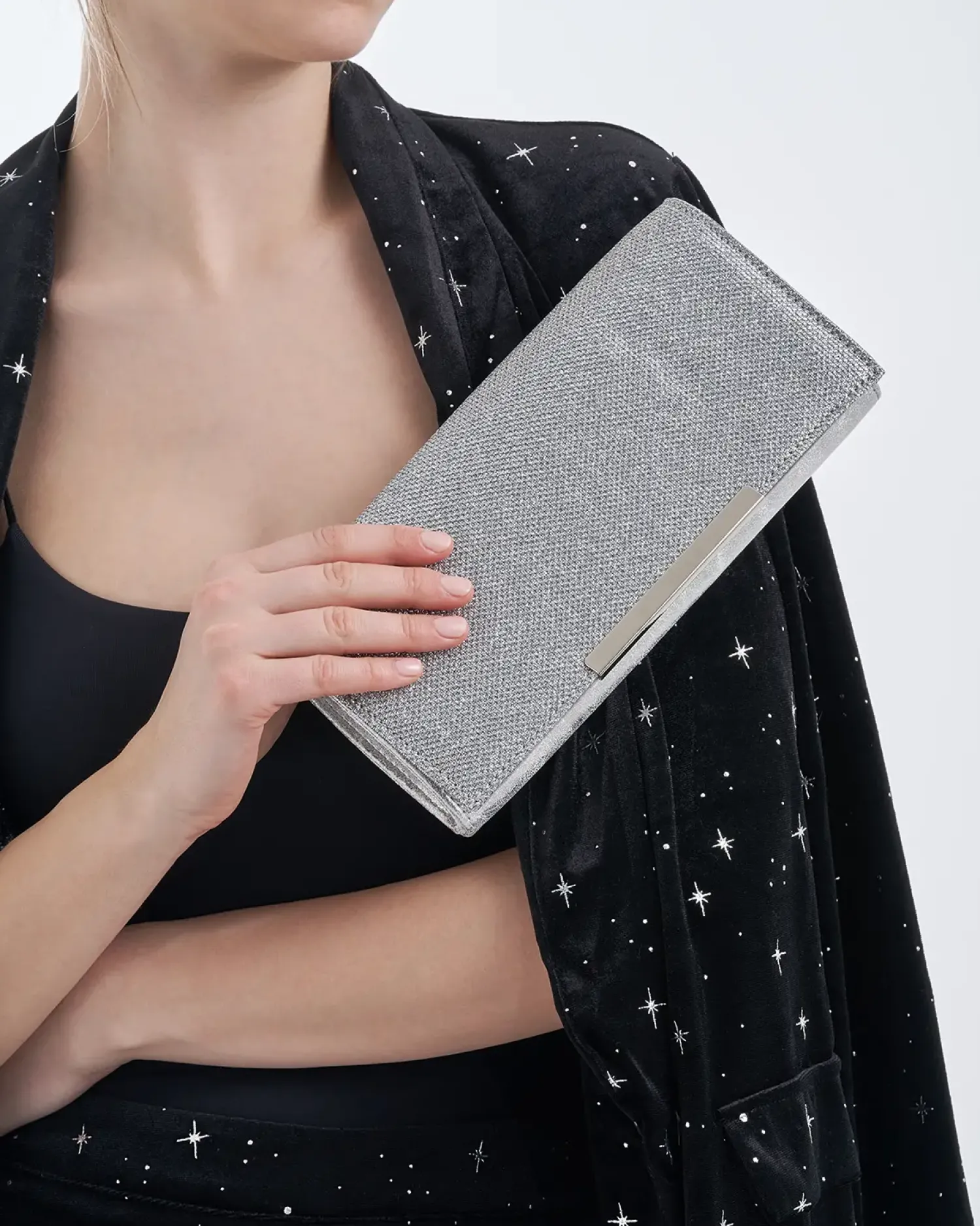 Bijou Brigitte Clutch - Silver Sparkle