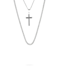New Bijou Brigitte Collana da uomo - Black Crossed