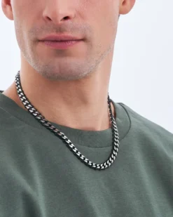 New Bijou Brigitte Collana da uomo - Black Steel