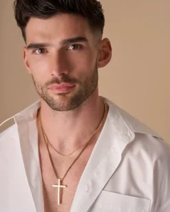 Sale Bijou Brigitte Collana da uomo - Gold Cross