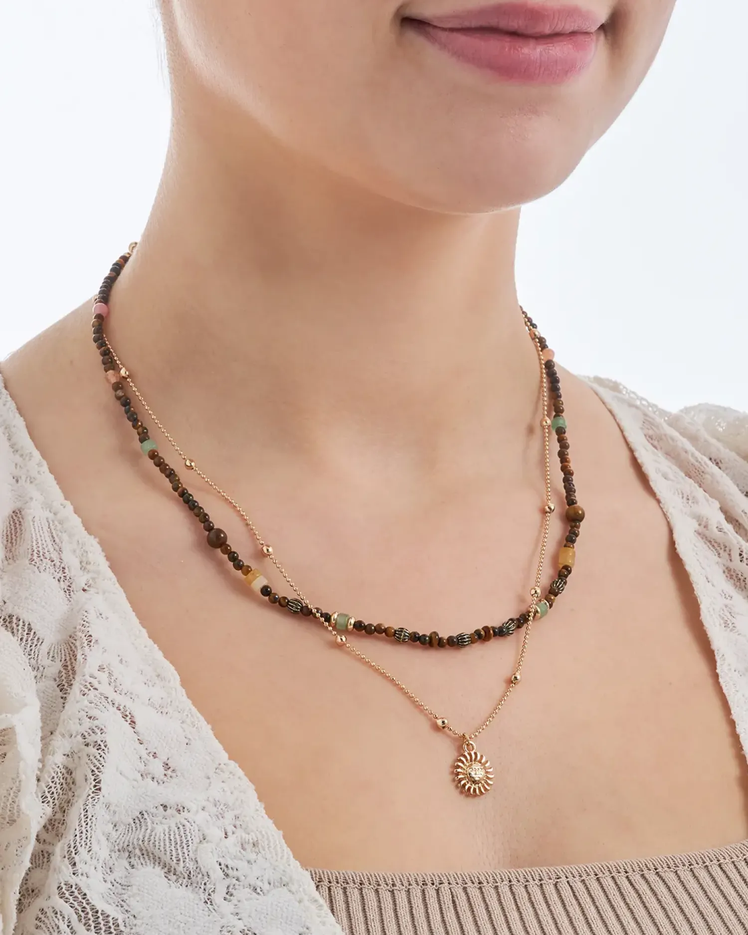 Best Bijou Brigitte Collana stratificata - Nature Jade