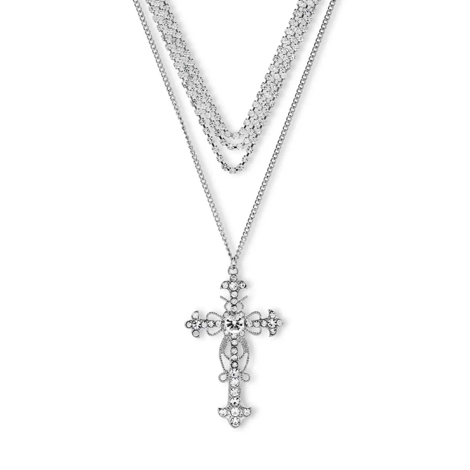 Hot Bijou Brigitte Collana stratificata - Rhinestone Cross