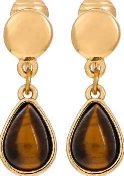Clearance Bijou Brigitte Orecchini a clip - Tiger Eye