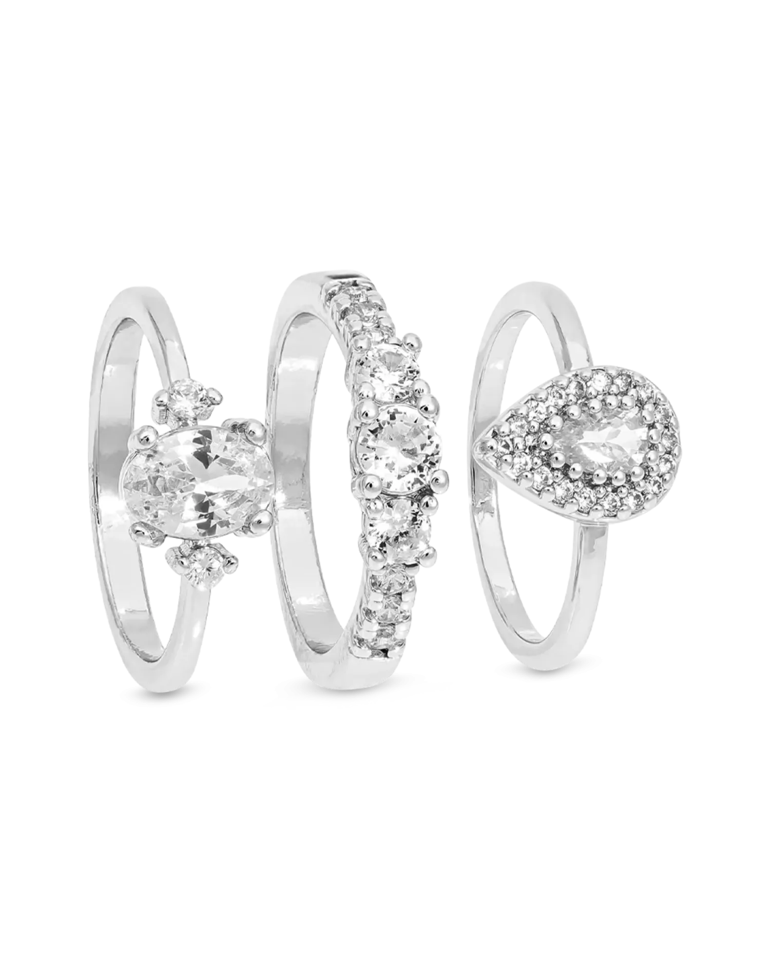 New Bijou Brigitte Set di anelli - Silver Zirkonia