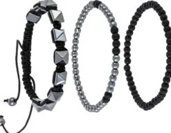 Clearance Bijou Brigitte Set di braccialetti da uomo - HematiteTrio