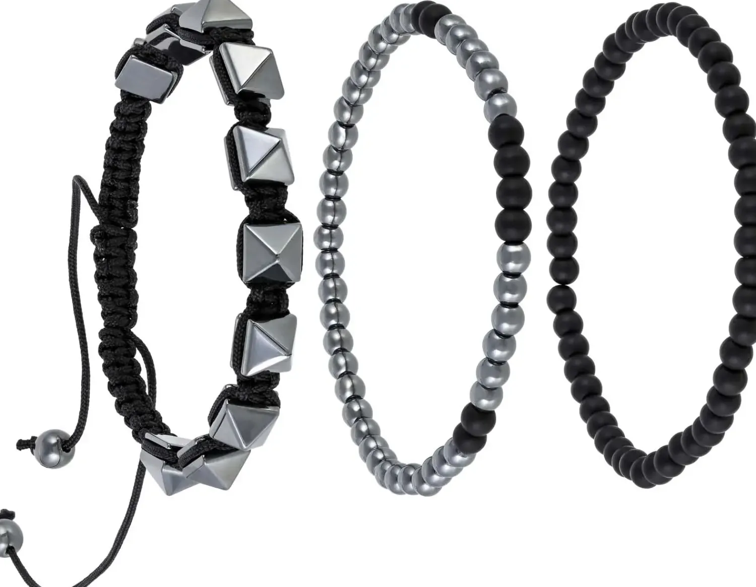 Clearance Bijou Brigitte Set di braccialetti da uomo - HematiteTrio