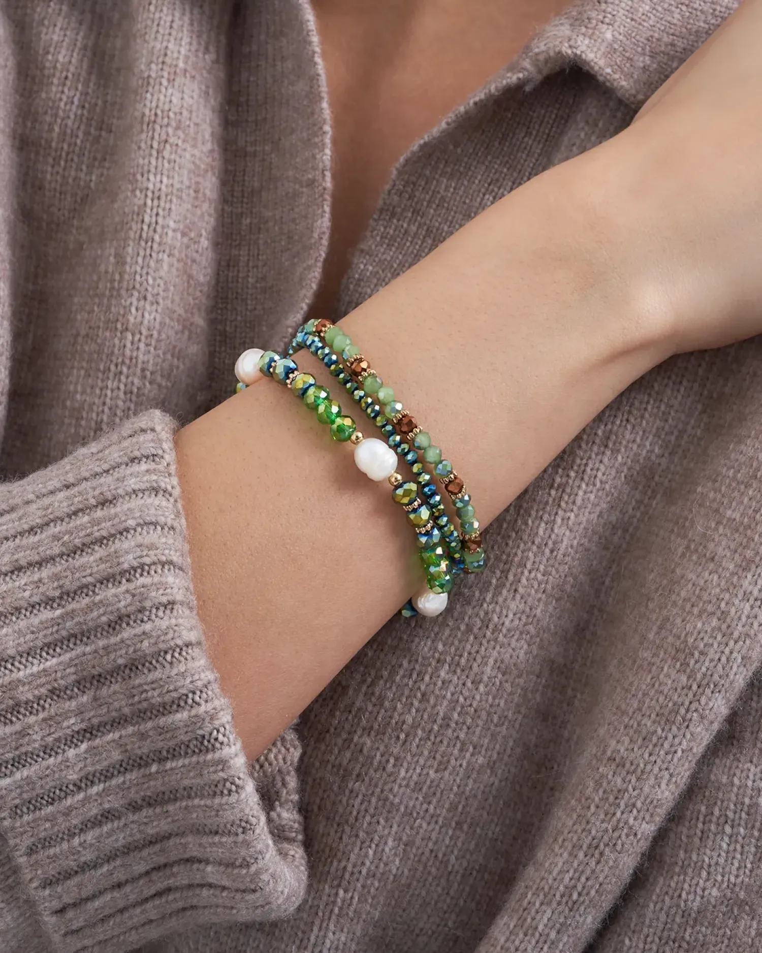 Online Bijou Brigitte Set di braccialetti - Green Pearls
