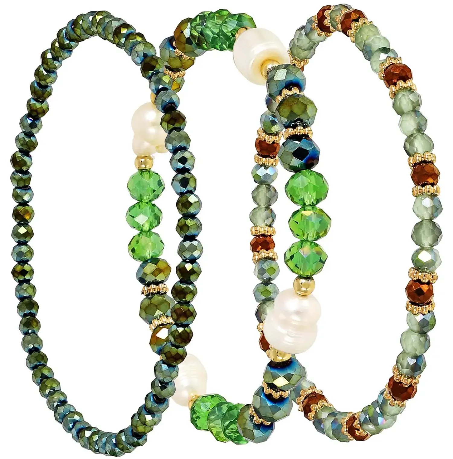Online Bijou Brigitte Set di braccialetti - Green Pearls