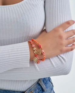 Hot Bijou Brigitte Set di braccialetti - Orange Shell