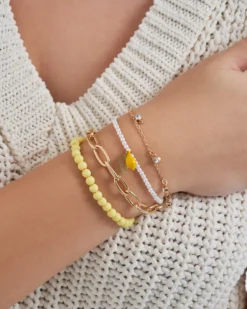 Sale Bijou Brigitte Set di braccialetti - Yellow Lemon