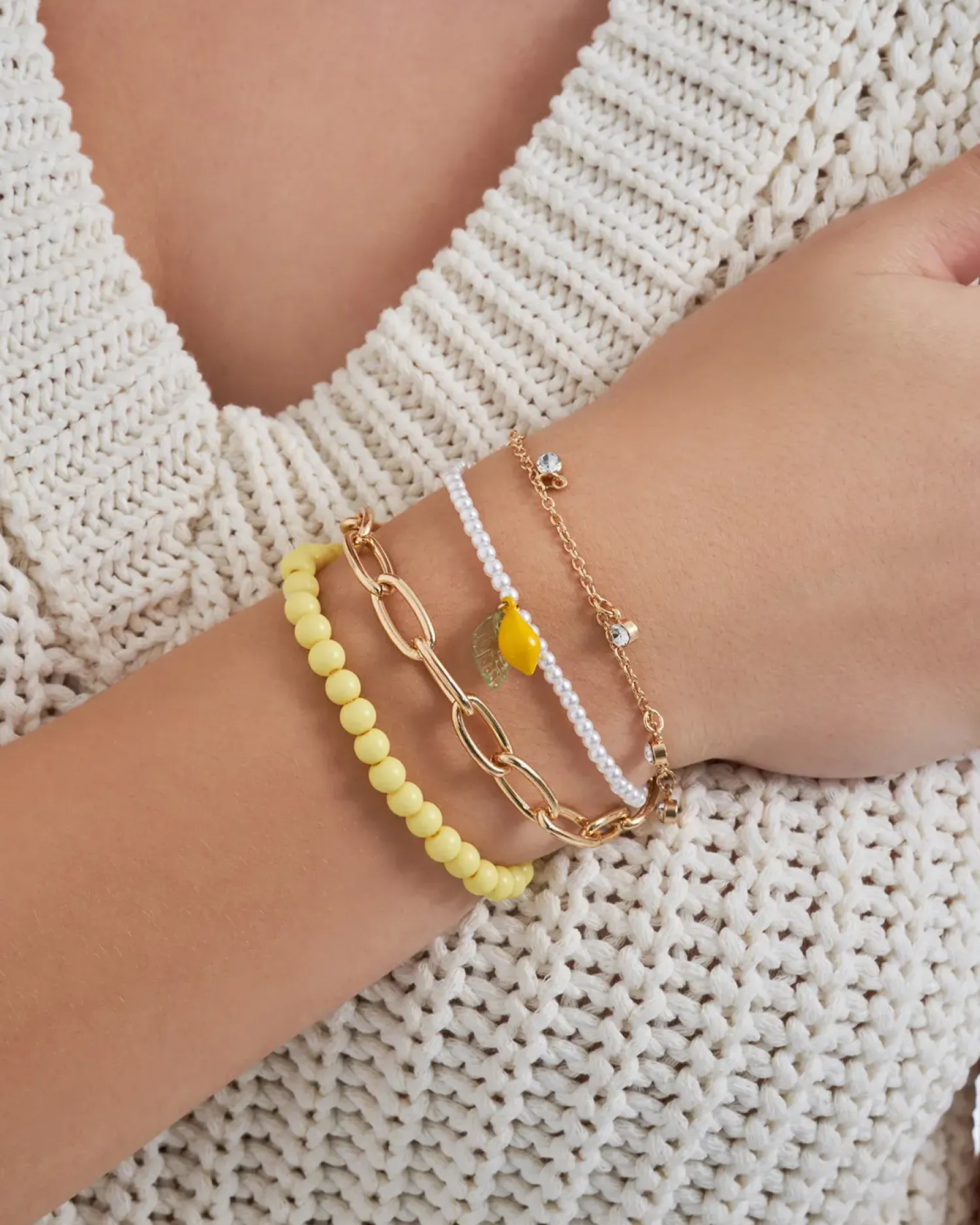 Sale Bijou Brigitte Set di braccialetti - Yellow Lemon