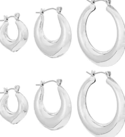 Hot Bijou Brigitte Set di creoli - Silver Trio