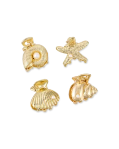 New Bijou Brigitte Set di fermagli per capelli - Golden Shells