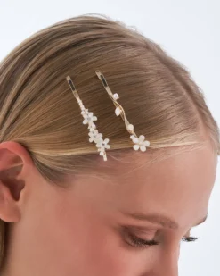 Hot Bijou Brigitte Set di forcine per capelli - White Flowers